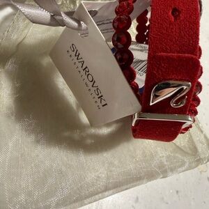 Swarovski Vibrant Red Suede Wrap Bracelet with Silver Details | NEW with tags